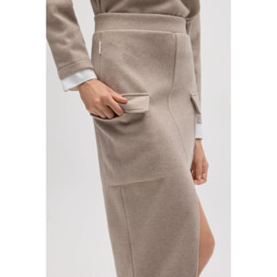 Gonna midi in stile cargo marrone caldo