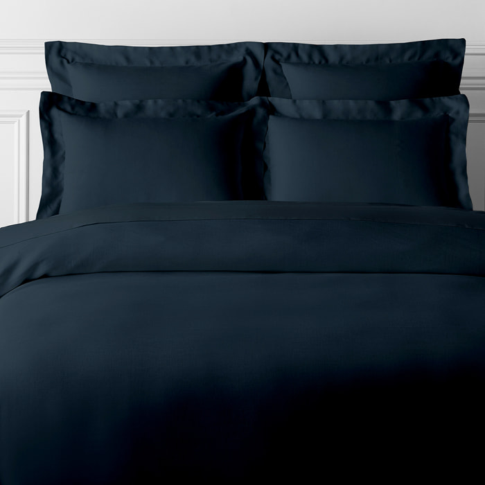 Housse de couette satin de coton bleu foncé