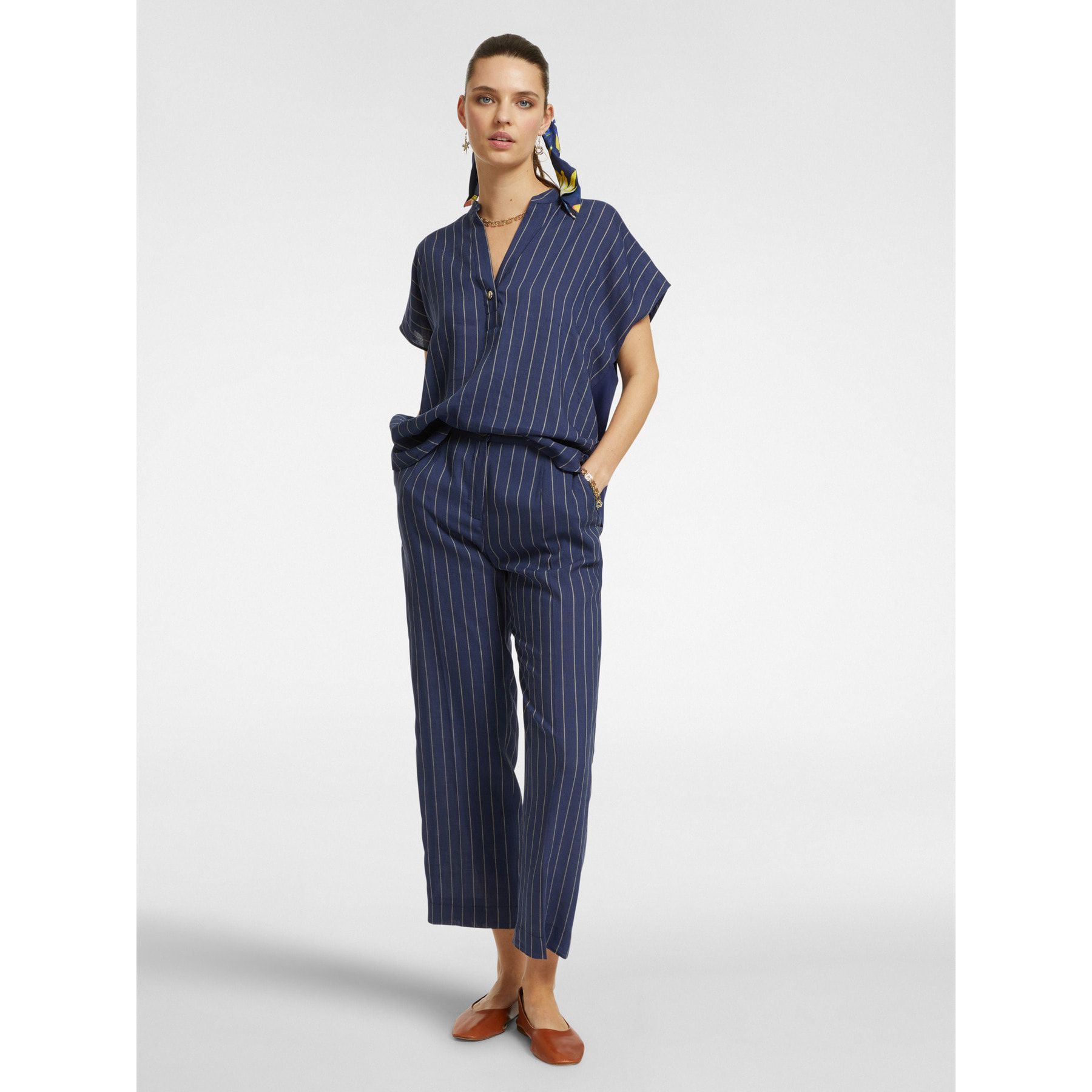 Elena Mirò - Pantalón raya diplomática - Azul