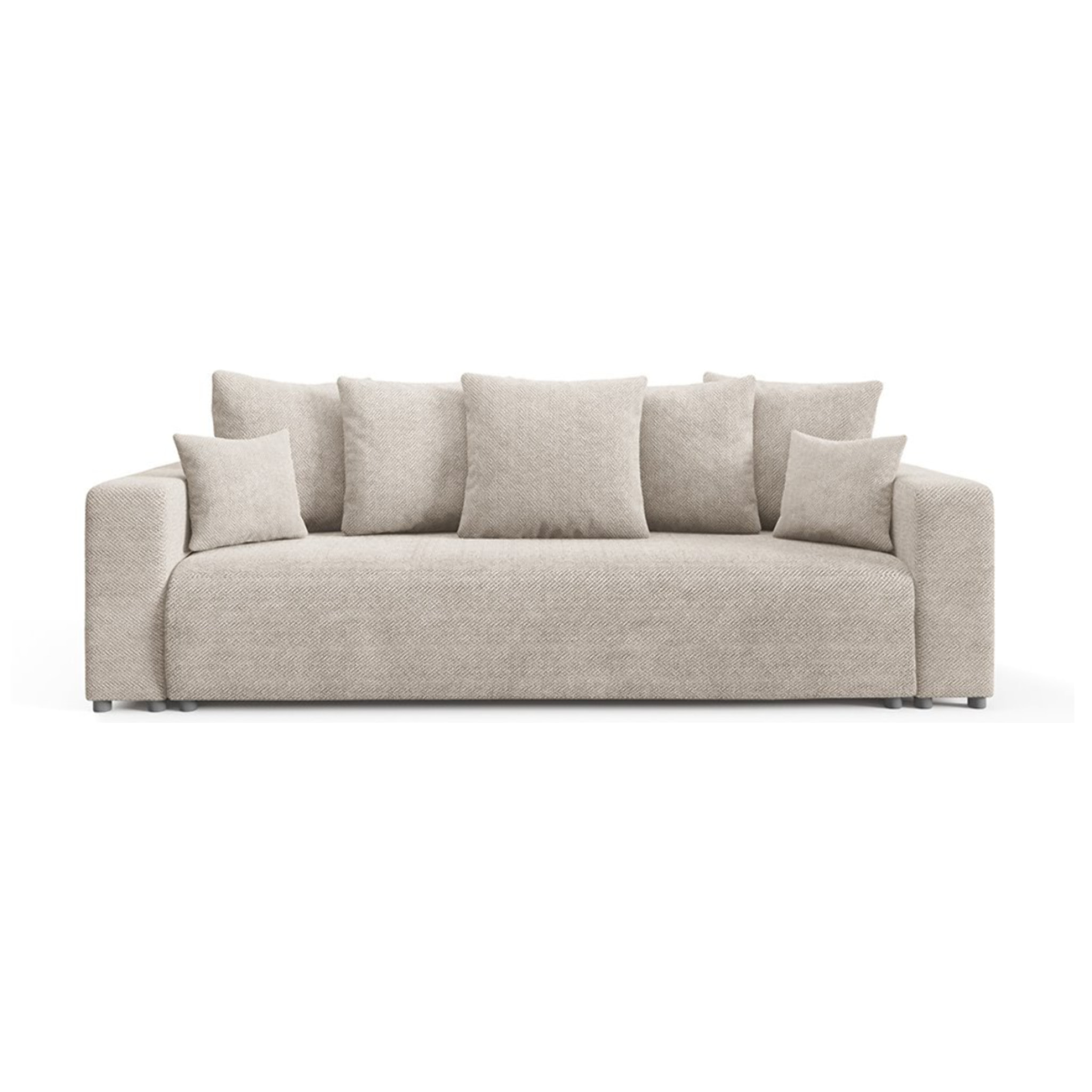 GLORIA - Canapé droit convertible 3 places en tissu beige