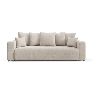 GLORIA - Canapé droit convertible 3 places en tissu beige