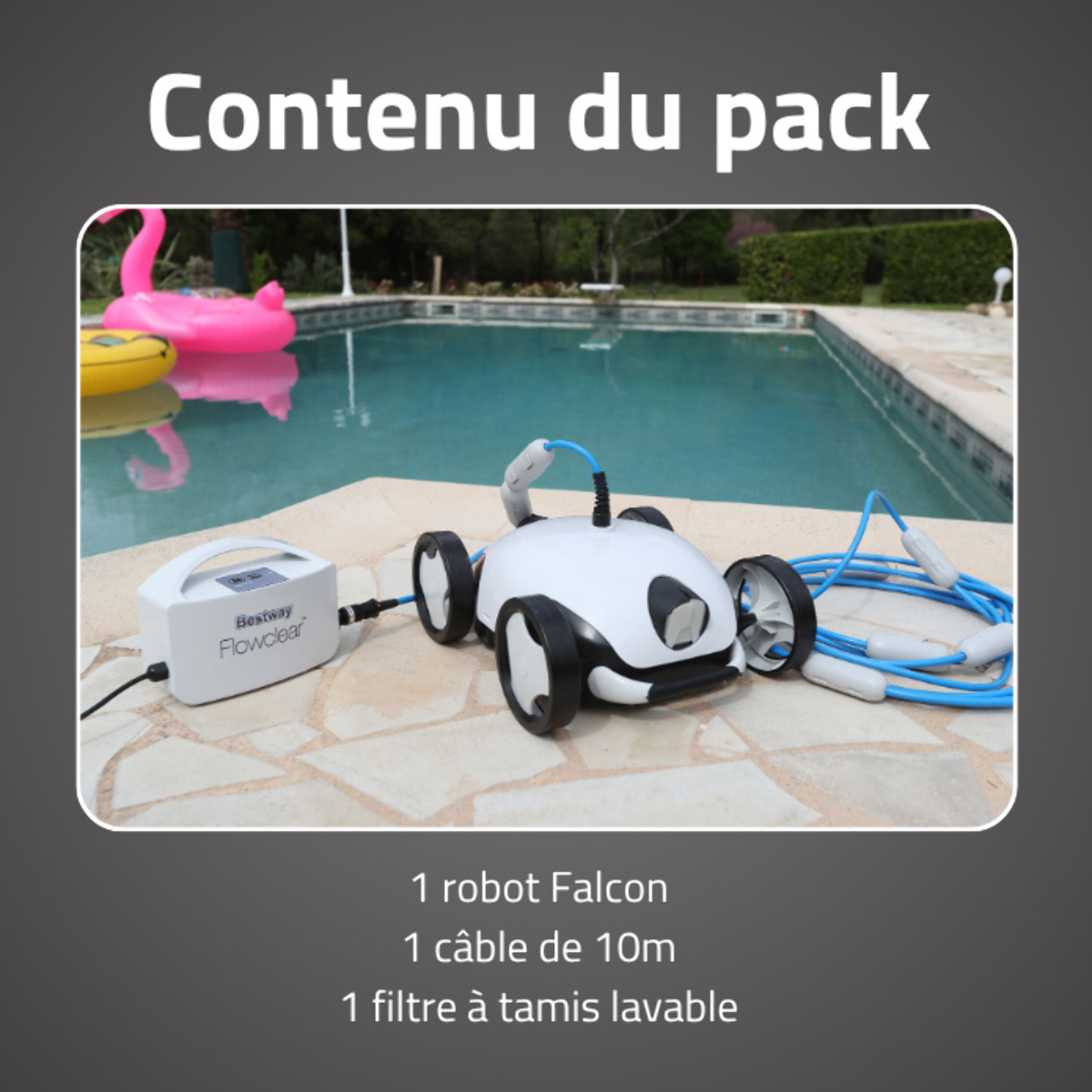 Bestway Robot piscine Falcon nettoyage fond et pentes 28 m² max