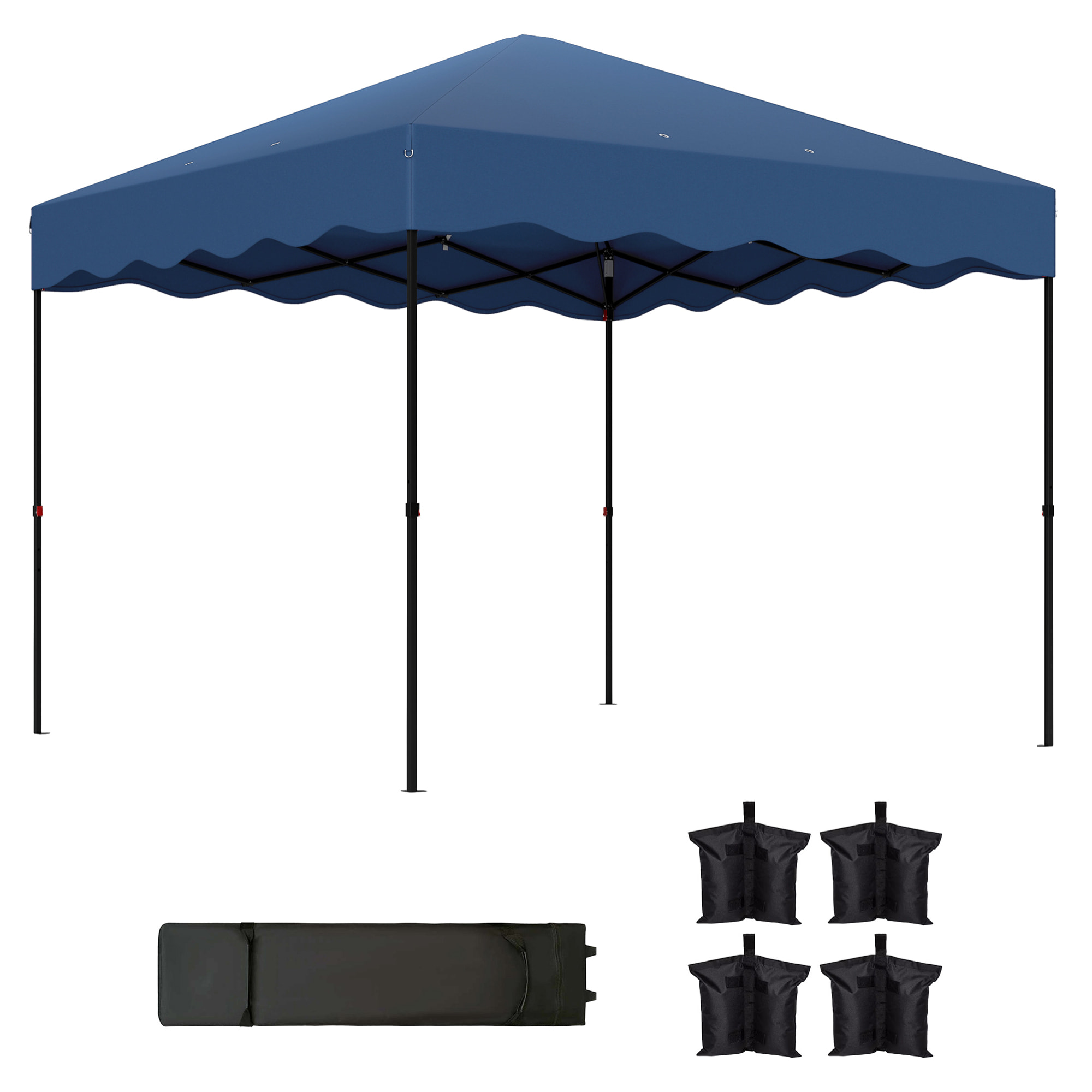 Carpa Plegable Pop-up Gazebo 3x3 m Cenador Plegable con Protección UV 50+ Altura Ajustable Bolsa de Arena y Bolsa con Ruedas para Camping Fiestas Azul Oscuro