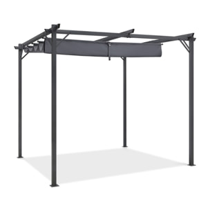 Pergola Marina en acier et toit rétractable gris 3x3m