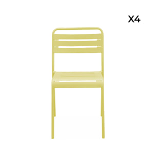 Lot de 4 chaises de jardin acier. 4 places. jaune. Amelia. L44 x P52 x H79cm