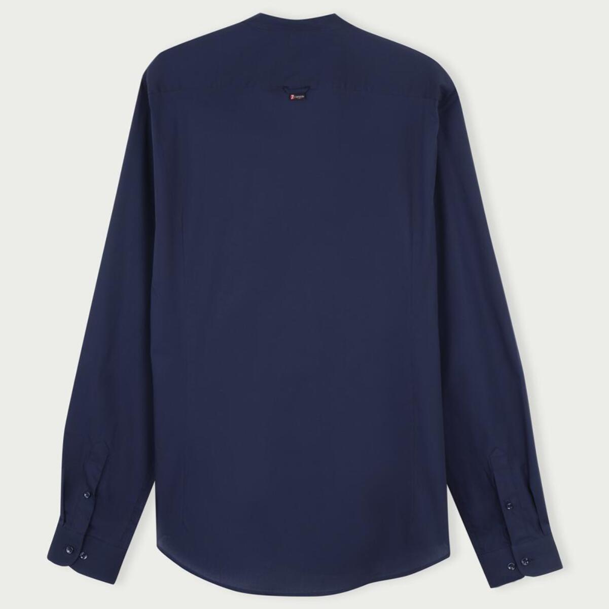 Camicia Uomo Coreano Slim Popeline Stretch Unito Blu