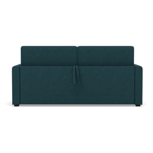 Julia - canapé 3 places convertible couchage quotidien matelas 14 cm en tissu - Bleu