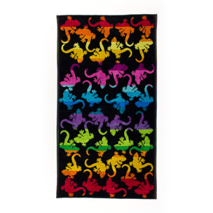 Telo Mare Spugna Jacquard Spiaggia Disegno Fantasy Geko