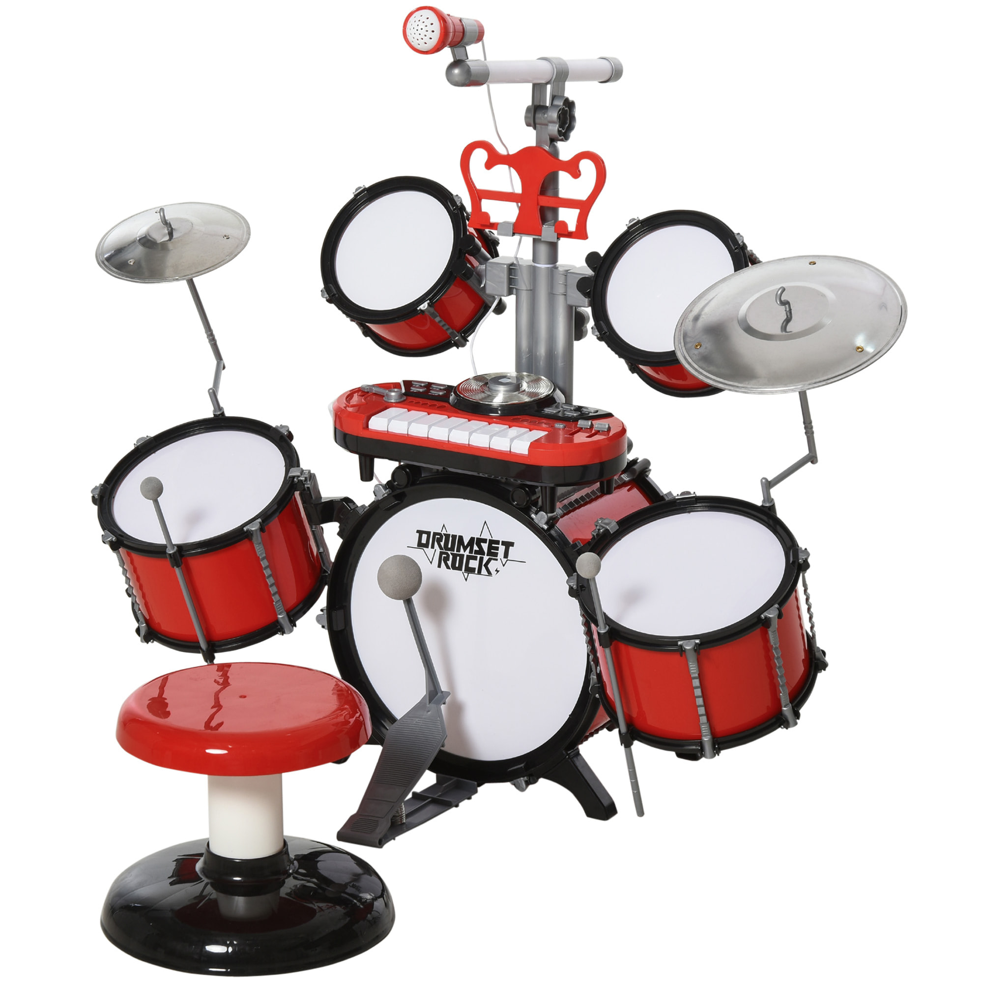 Kit de batterie enfant drum set avec tabouret micro connexion USB et accessoires