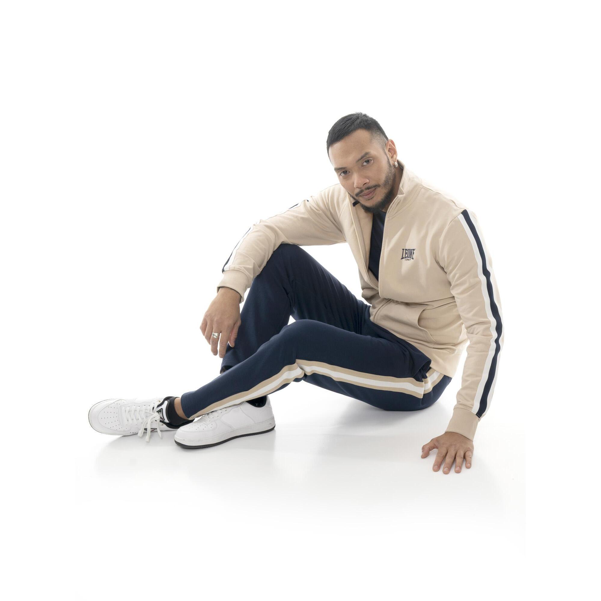 Tuta da uomo con colletto e zip in cotone non garzato Leone Easy