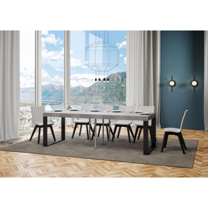 Table extensible 90x90/246 cm Tecno Premium Gris Béton cadre Anthracite