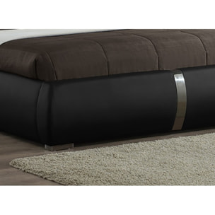 Ensemble lit matelas et sommier 160x200 cm simili noir - GESLO