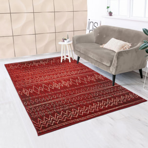 Tapis Ladi motif traditionnel Berbère rouge et beige