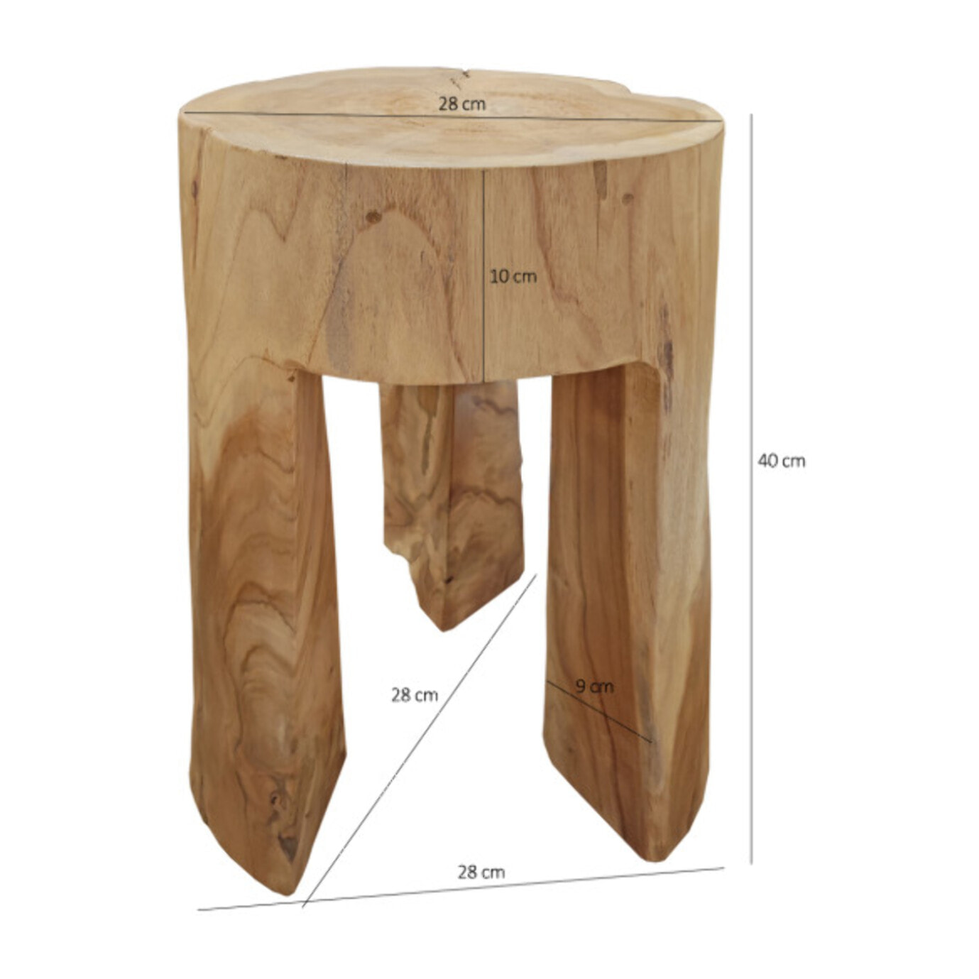 Table d'appoint ronde en racine de bois de teck massif - SUZANA