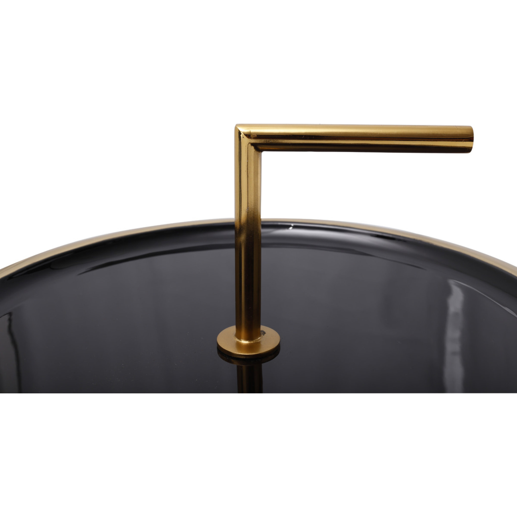 Tavolino Art Deco 520 in ferro nero con manico dorato