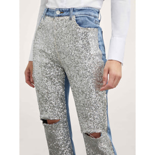 Motivi - Jeans regular full paillettes - Argento