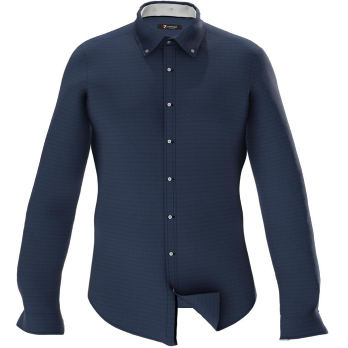 Camicia Uomo 1 Bottoni Button Down Slim Jersey Unito Blu