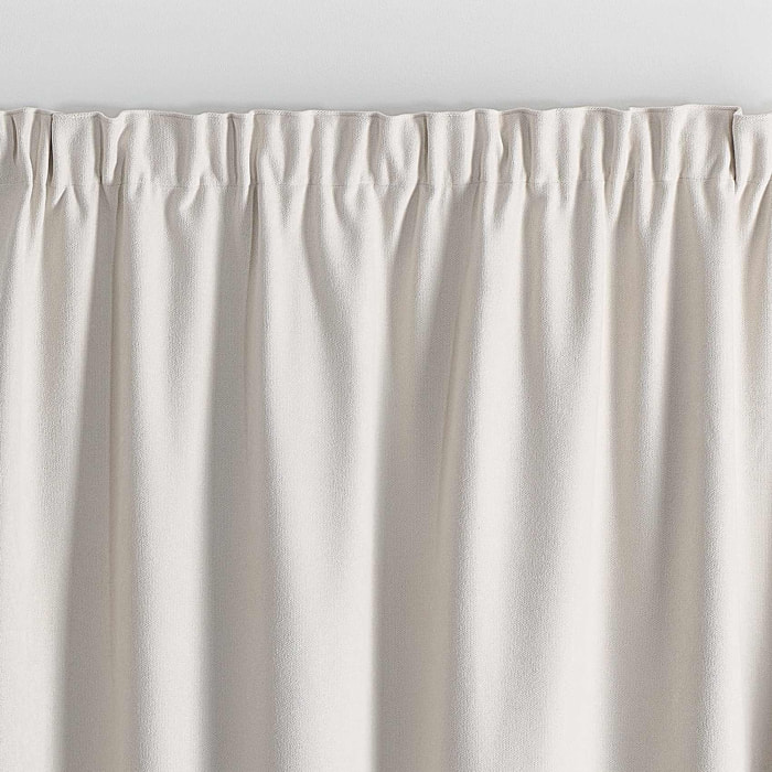 Rideau thermique phonique et semi occultant à galons fronceurs KONFOR - Blanc cassé