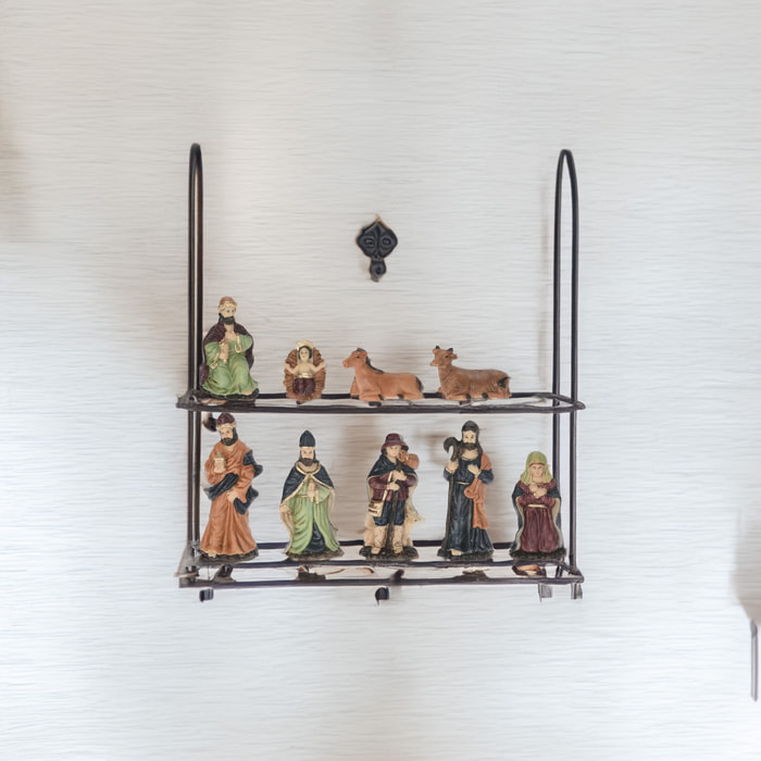 Set de 9 figuritas para belén con detalles realistas y tamaños variados