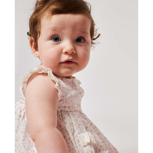 VESTIDO TIRA BORDADA FLOR ROSA