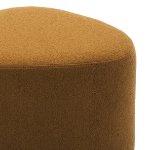 tabouret. pouf en forme de galet en tissu moutarde. TAO L 60 x P 44 x H 40cm