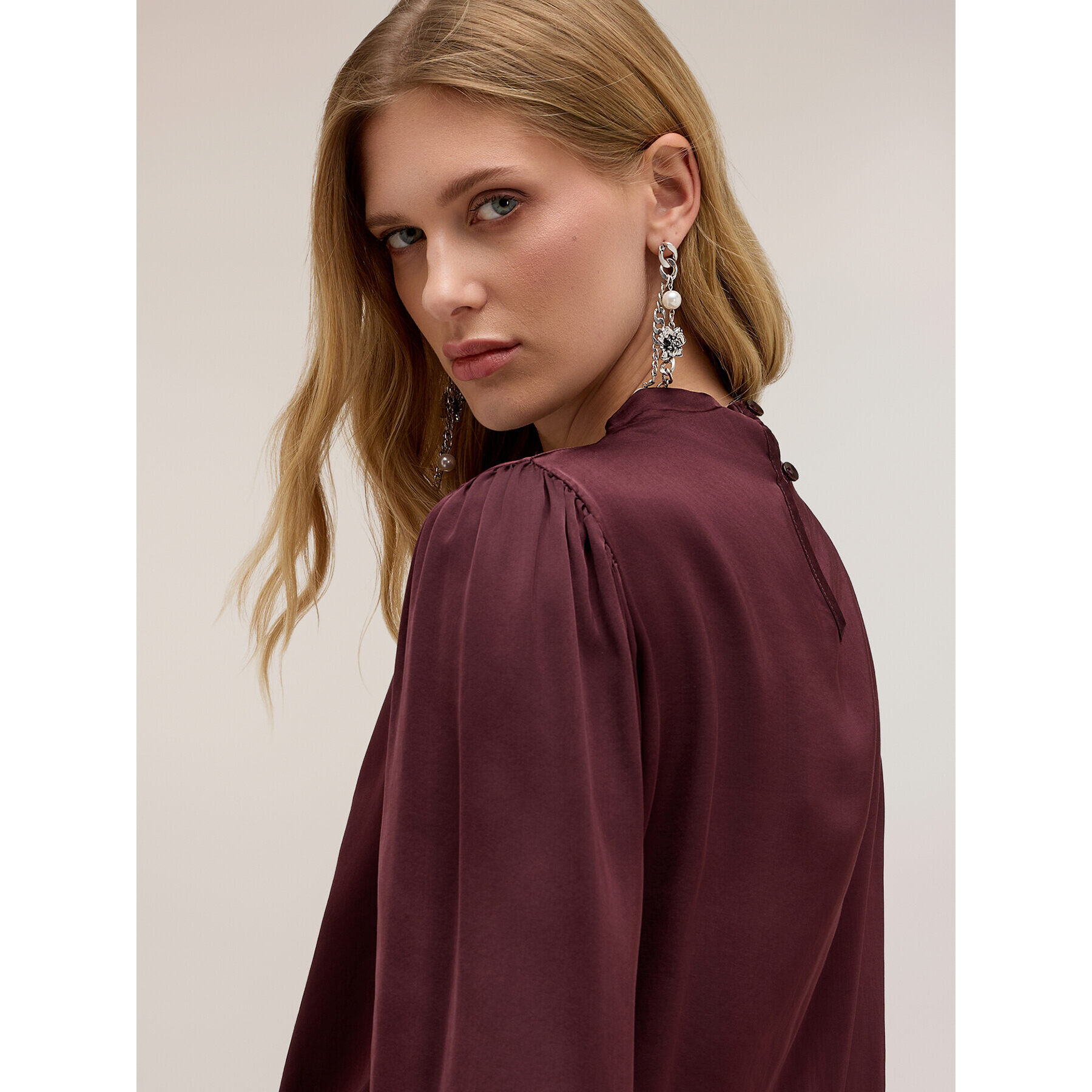 Motivi - Blusa in raso The Tailoring Lab - Bordeaux