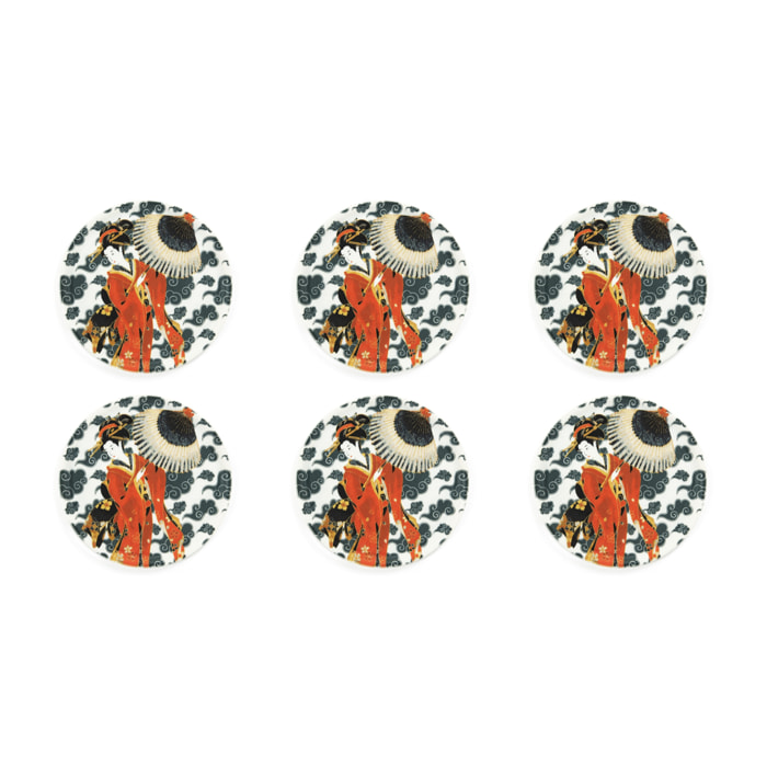 Set 6 Piatti Pizza Excelsa – Kimono, Porcellana Multicolore