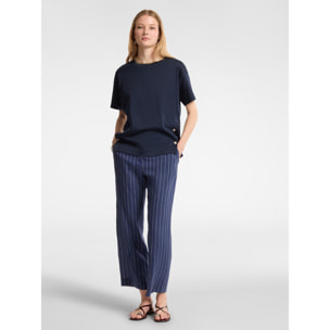 Elena Mirò - T-shirt con bottoni sugli spacchi - Blu