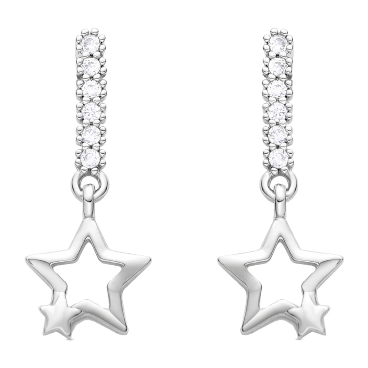 Pendientes de Circonita Brillante acabados en rodio