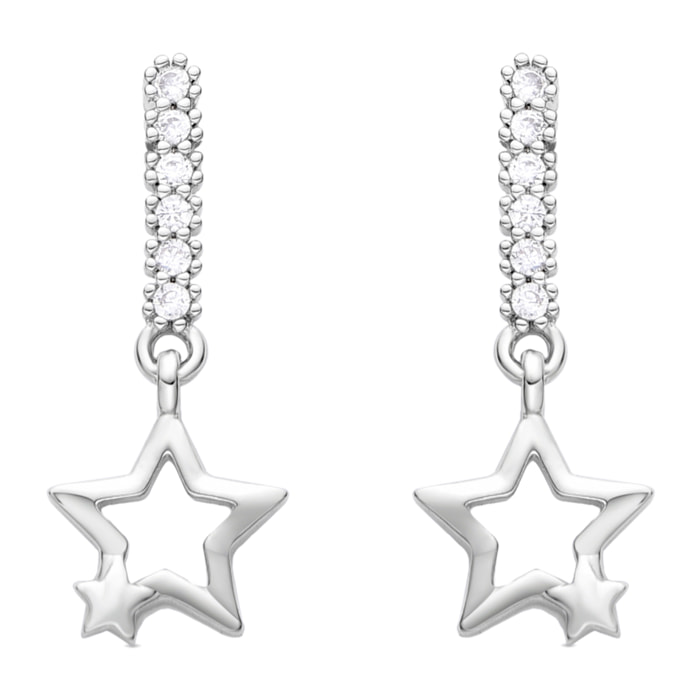 Pendientes de Circonita Brillante acabados en rodio