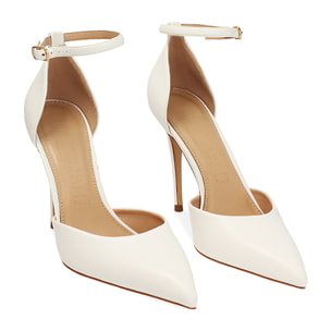 Zapato de puente abierto blanco tacón 10 cm