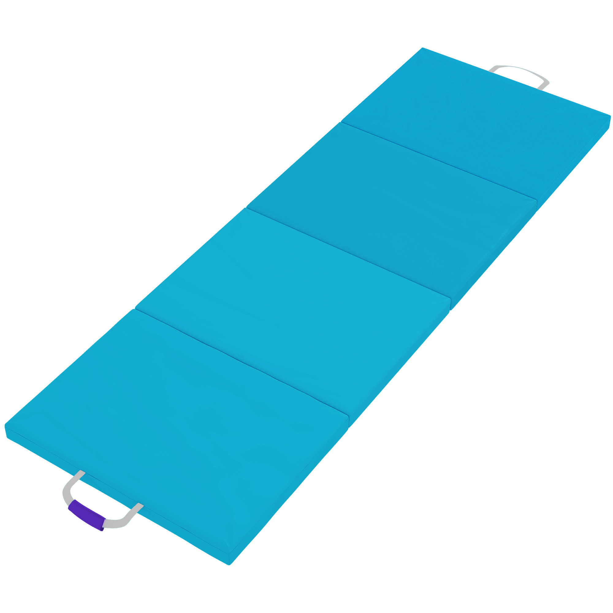 Colchoneta Gimnasia Plegable de Grosor de 5 cm, Tapete de Ejercicio con Asas de Transporte, Bolsa, Esterilla de Gimnasia para Yoga, Aeróbic, Artes Marciales, Azul Claro y Morado Oscuro