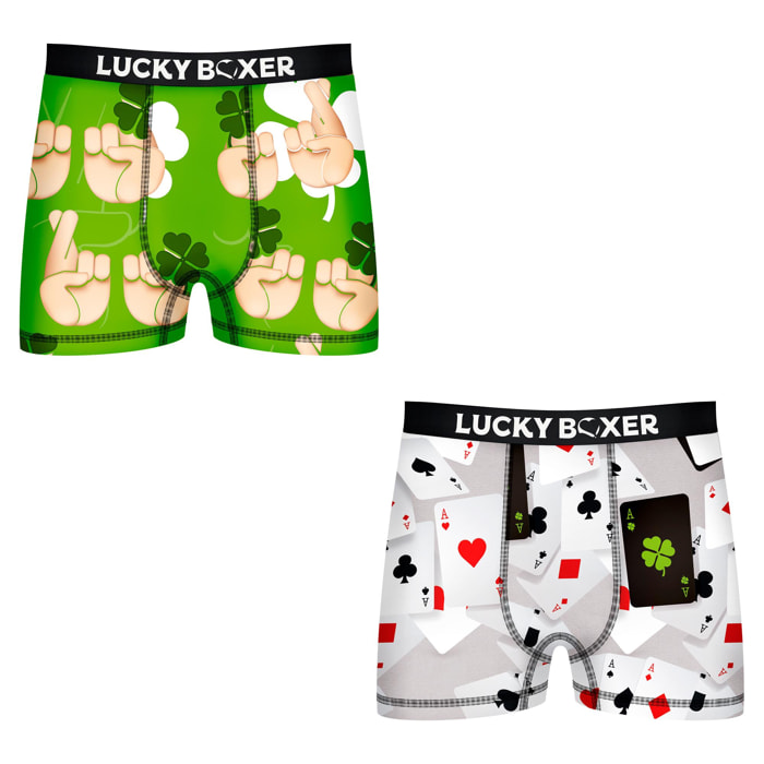 Pack 2 calzoncillos Lucky Boxer en color verde y gris para hombre