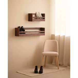 Estante zapatero de madera maciza en tono nogal de varias medidas