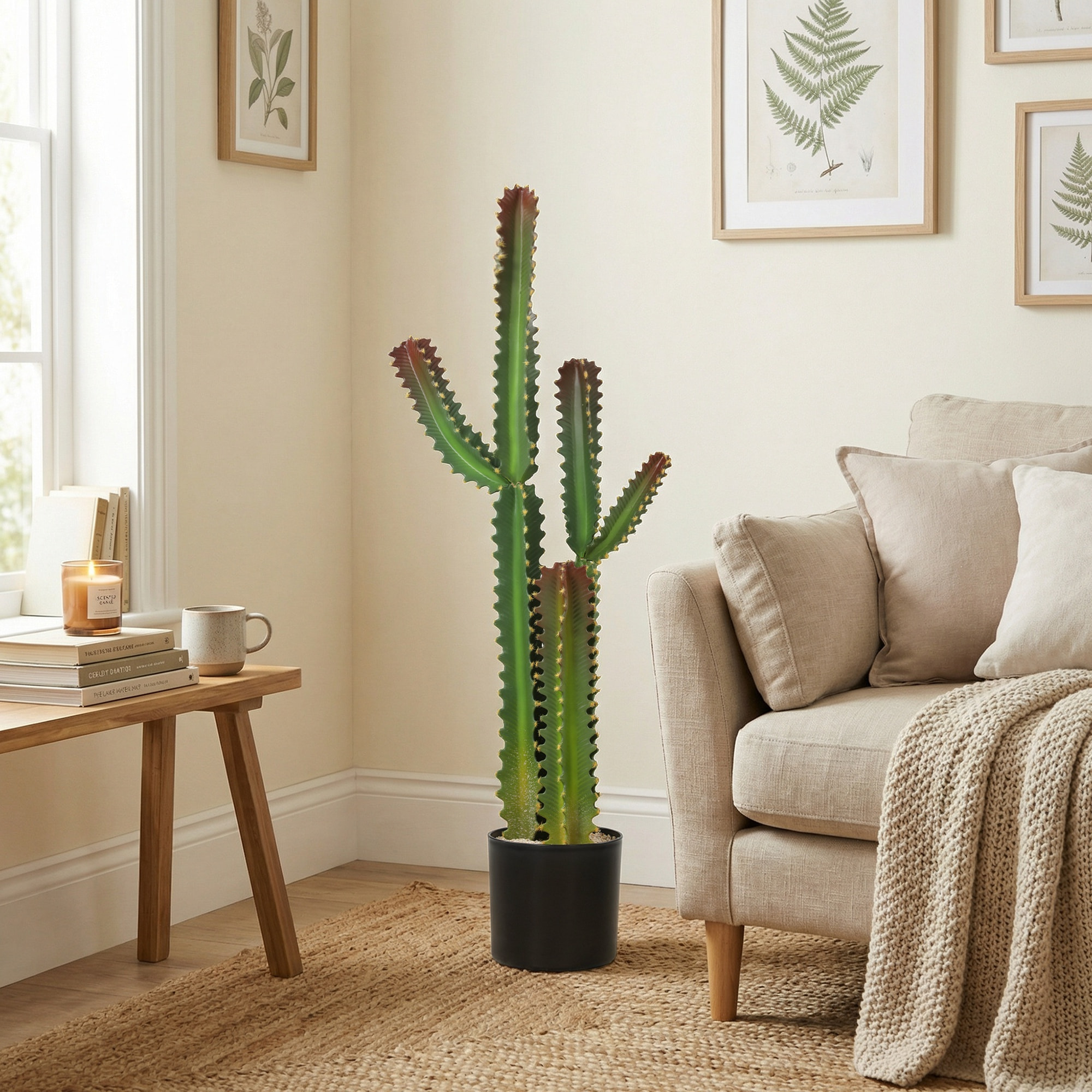 Cactus artificiel grand réalisme plante artificielle grande taille H.111cm vert
