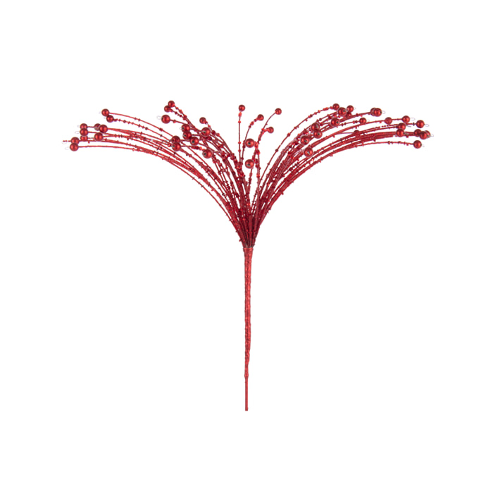 J-Line décoration Branche Perles - fer - rouge