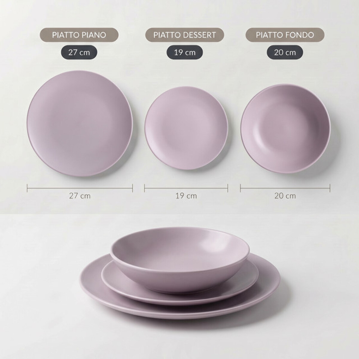 Servizio piatti 18 pezzi in ceramica - GLICINE