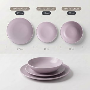 Servizio piatti 18 pezzi in ceramica - GLICINE