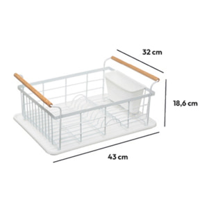 Égouttoir métal avec plateau "Modern Color" blanc