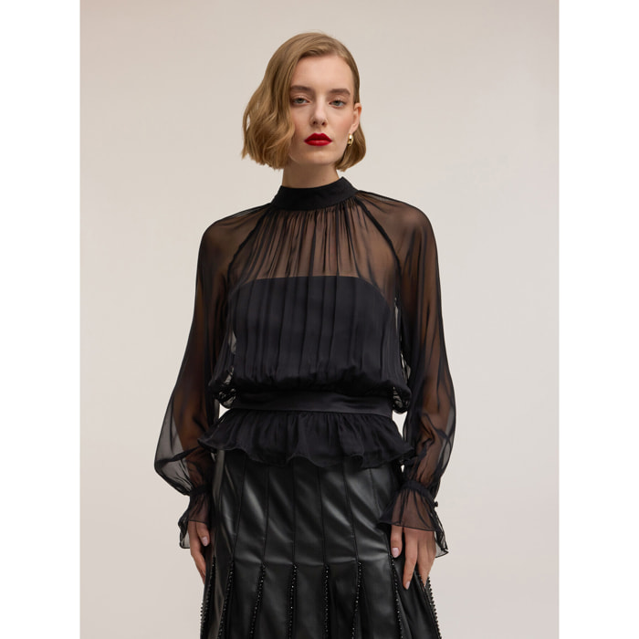 Motivi - Blusa en georgette con bustier Smart Couture - Negro