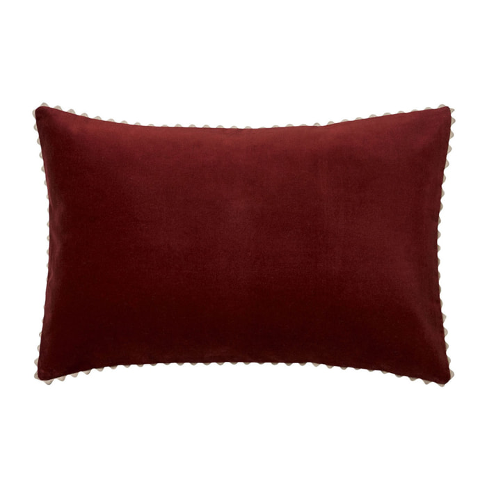 Housse de coussin unie en velour de coton, VELIN, Rouge Rouille