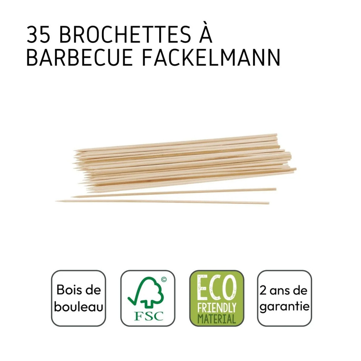 35 pics à brochettes en bois de 30 cm Fackelmann Barbecue