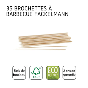 35 pics à brochettes en bois de 30 cm Fackelmann Barbecue