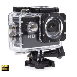 Fotocamera sportiva Komir HD1080P con 12 mpx, schermo da 2 pollici e accessori sportivi