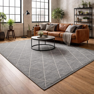 Tapis salon et chambre tissé en coton motif scandinave JABI