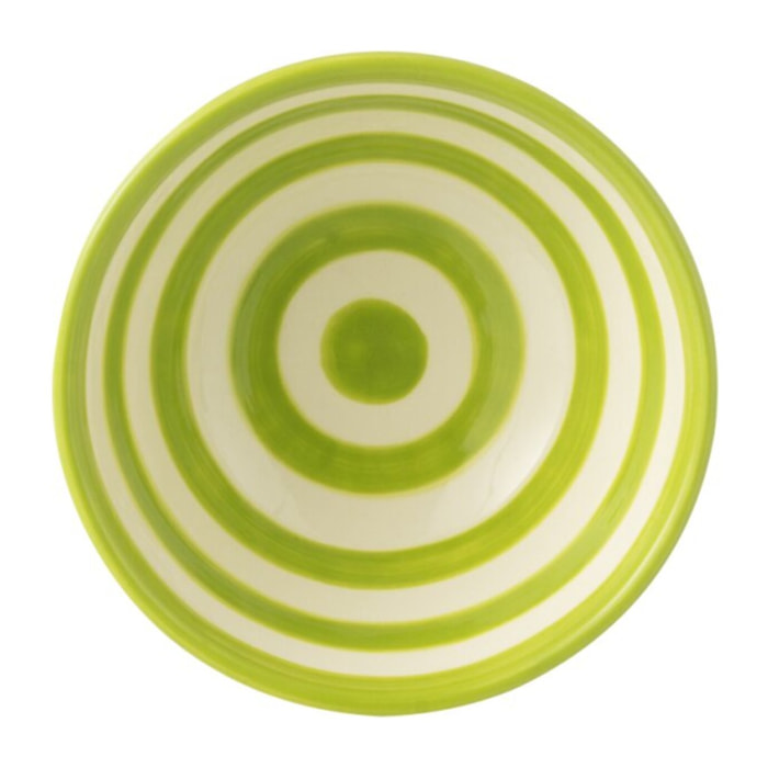 J-Line bol Granada Stripes High - céramique - blanc/vert - small - Ø 14 cm