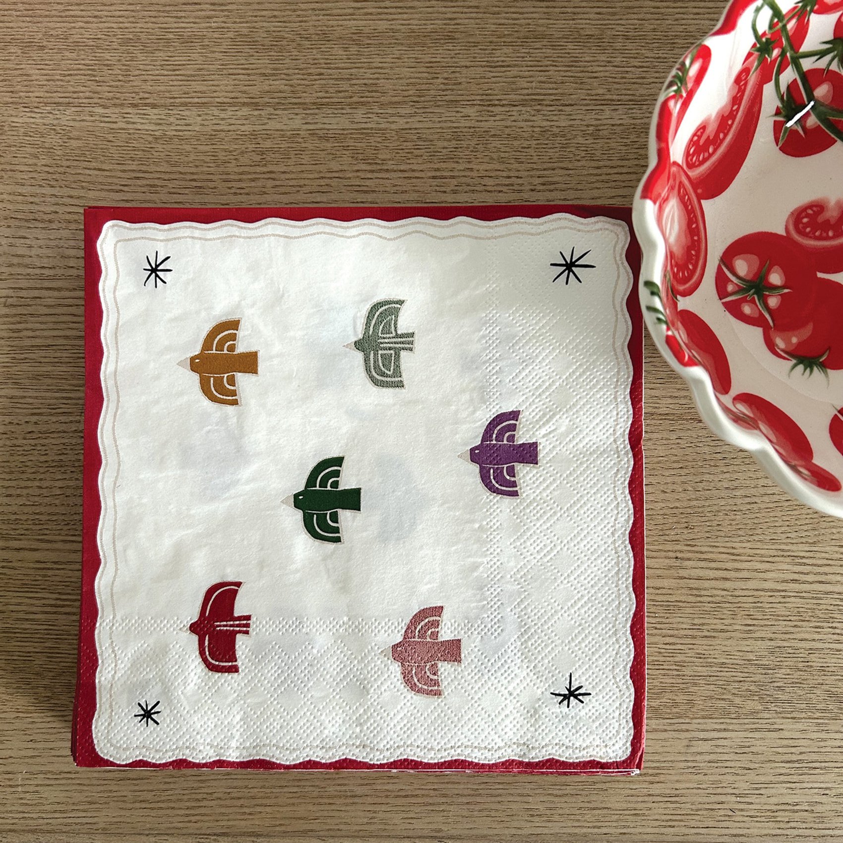 Lot de 20 serviettes en papier motif oiseau - Rouge