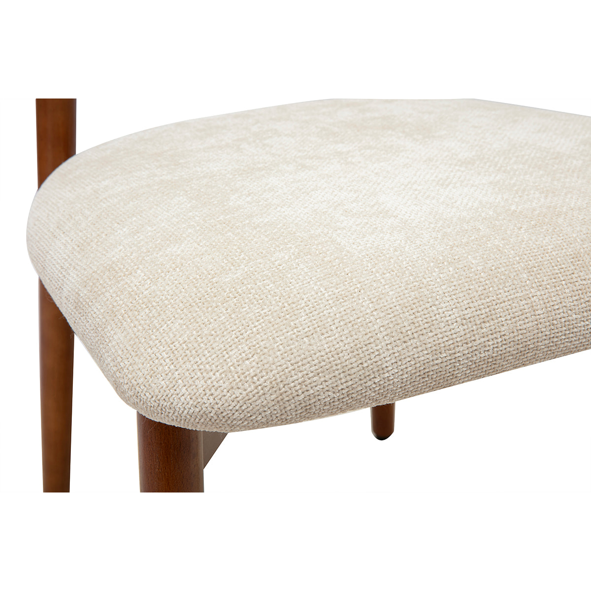 Chaises en tissu effet velours texturé beige et bois foncé noyer (lot de 2) SIAME