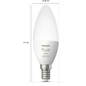 Ampoule LED connectée PHILIPS HUE E14 White&Color Ambiance Flamme pack 2