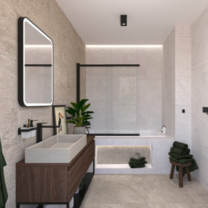 Swiss Aqua Technologies Vision 140x120 cm pare-baignoire coulissant en verre, traitement Easy Clean, noir (SATVZVI120CT)